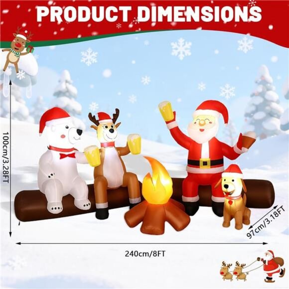 8FT Christmas Inflatable Outdoor Decoration with Built-in LEDs Lights, Blow-Up - Picture 2 of 8